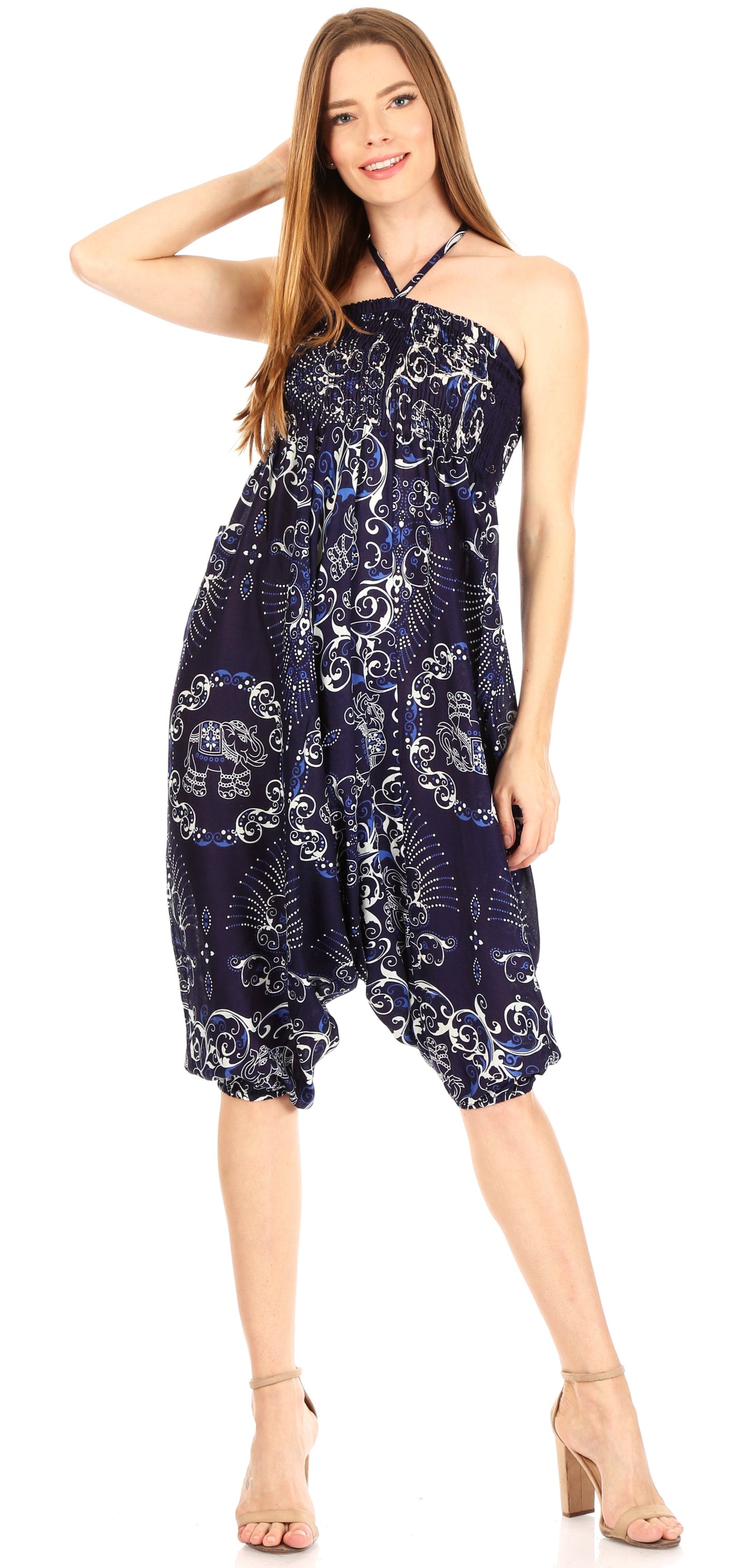 Sakkas Valdis Women's Boho Harem Loose Baggy Jumpsuit Pants Elephant Smock Elastic - Concordia Style Boutique