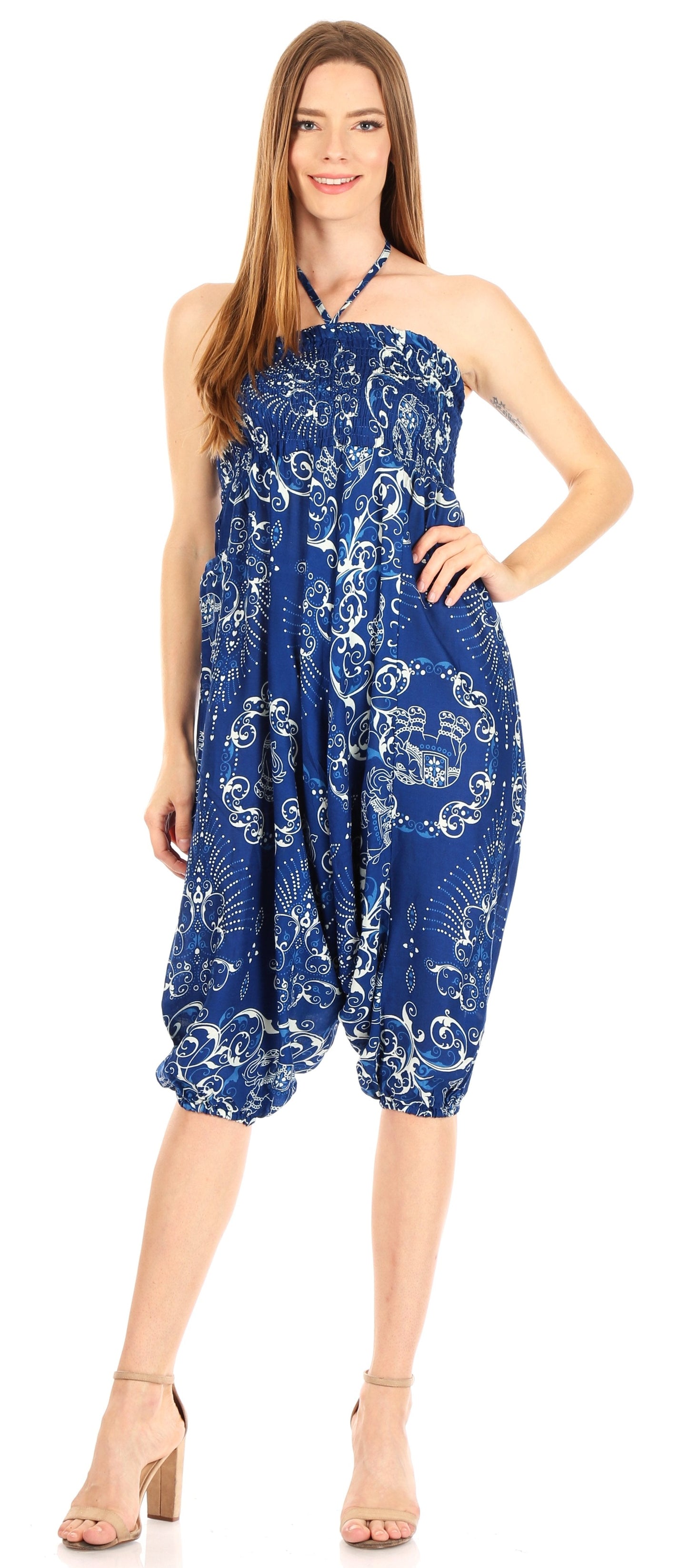 Sakkas Valdis Women's Boho Harem Loose Baggy Jumpsuit Pants Elephant Smock Elastic - Concordia Style Boutique
