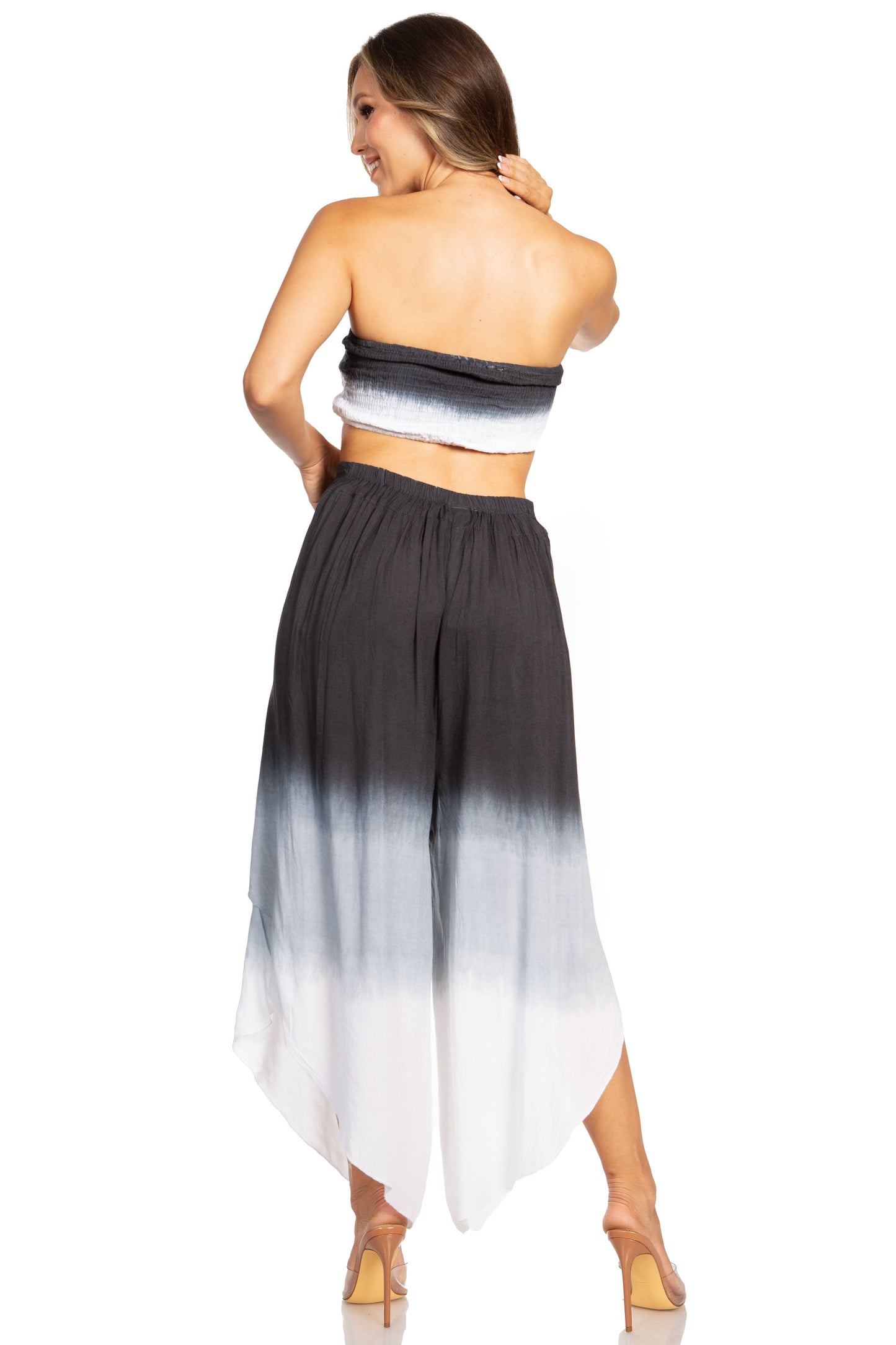 Sakkas Vanessa Women's Bandeau Tube Top & Wide leg Gaucho Pants Set Palazzo Boho - Concordia Style Boutique