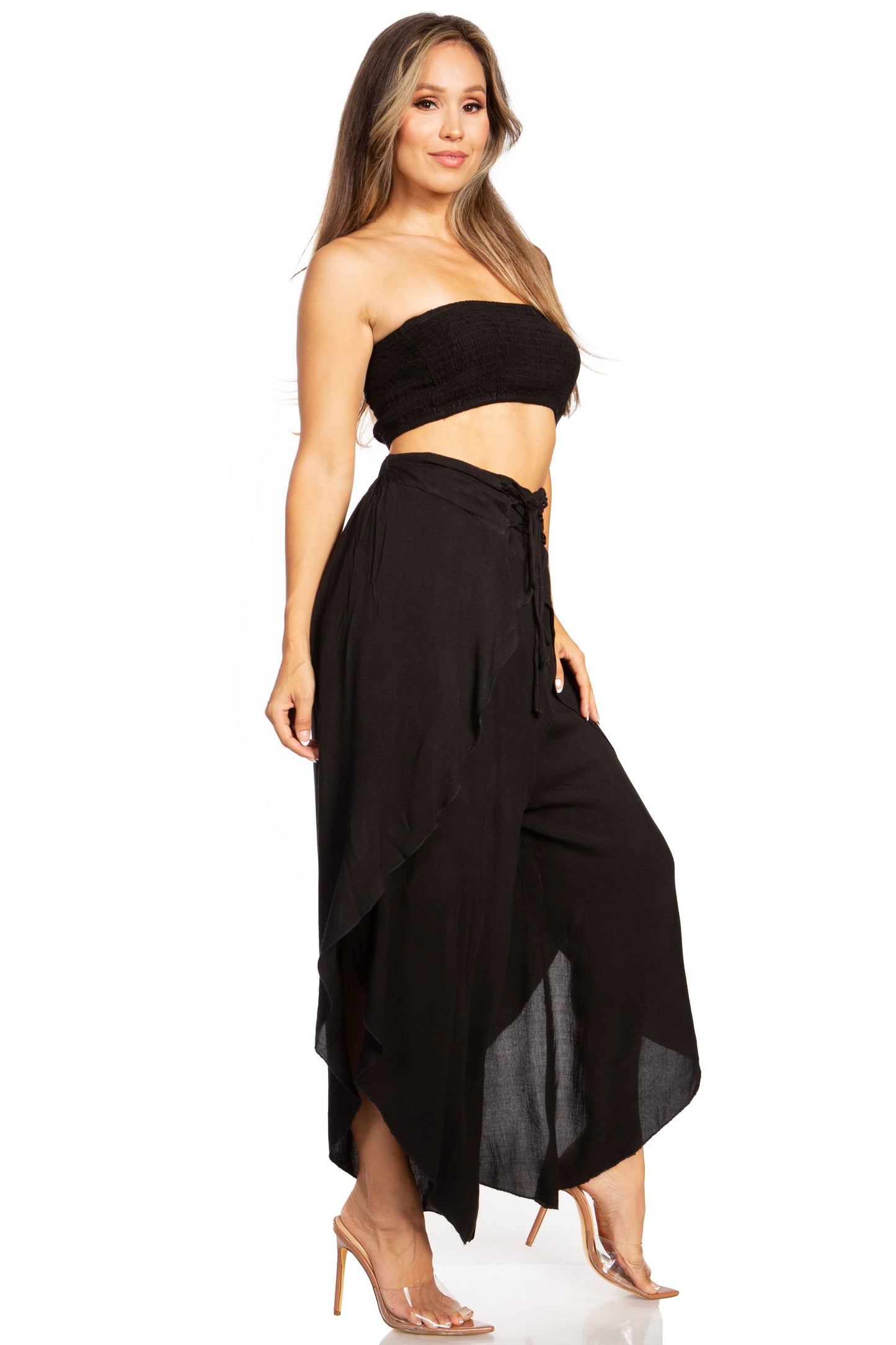 Sakkas Vanessa Women's Bandeau Tube Top & Wide leg Gaucho Pants Set Palazzo Boho - Concordia Style Boutique