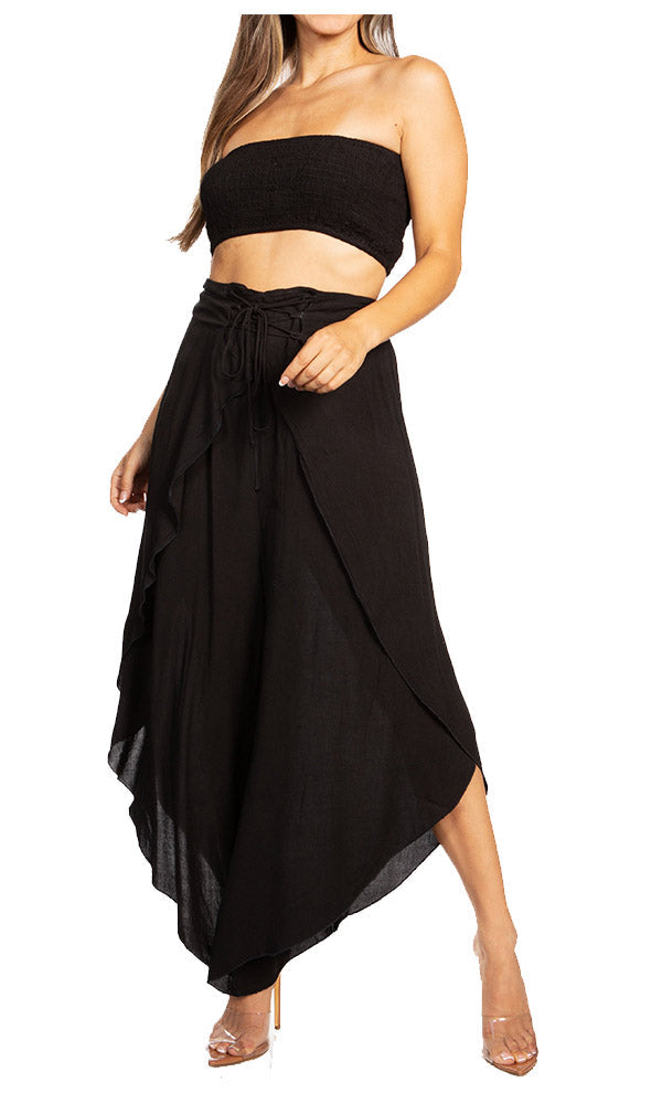 Sakkas Vanessa Women's Bandeau Tube Top & Wide leg Gaucho Pants Set Palazzo Boho - Concordia Style Boutique