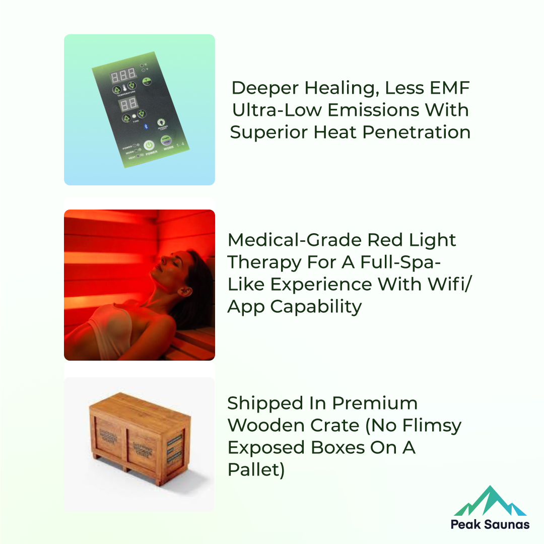 Peak Saunas Everest 2-Person Full Spectrum Infrared Sauna with XL Medical-Grade Red Light Therapy & Smart WiFi App Control - Concordia Style Boutique