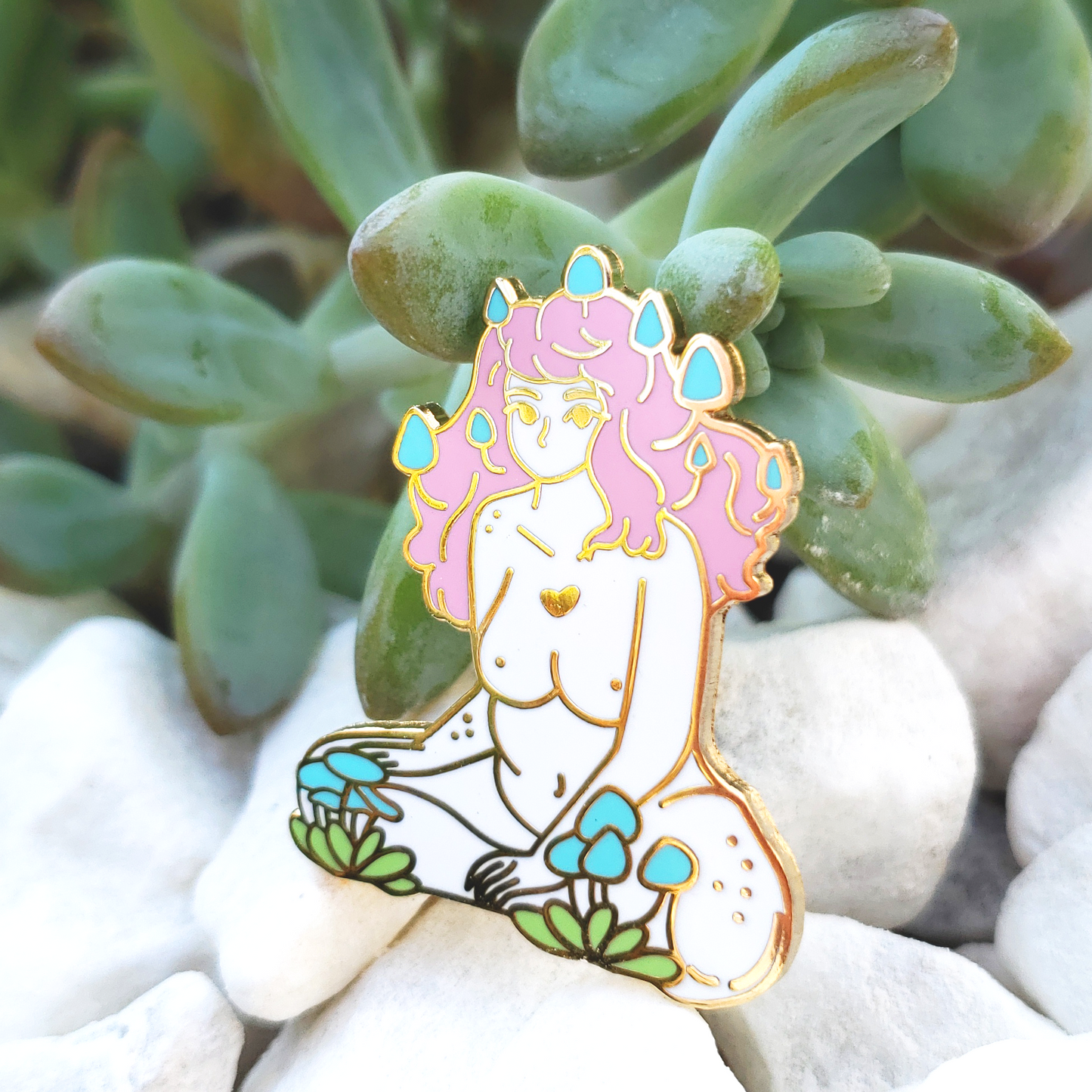 Pastel Cluster Mushroom Girl - Hard Enamel Pin - Concordia Style Boutique