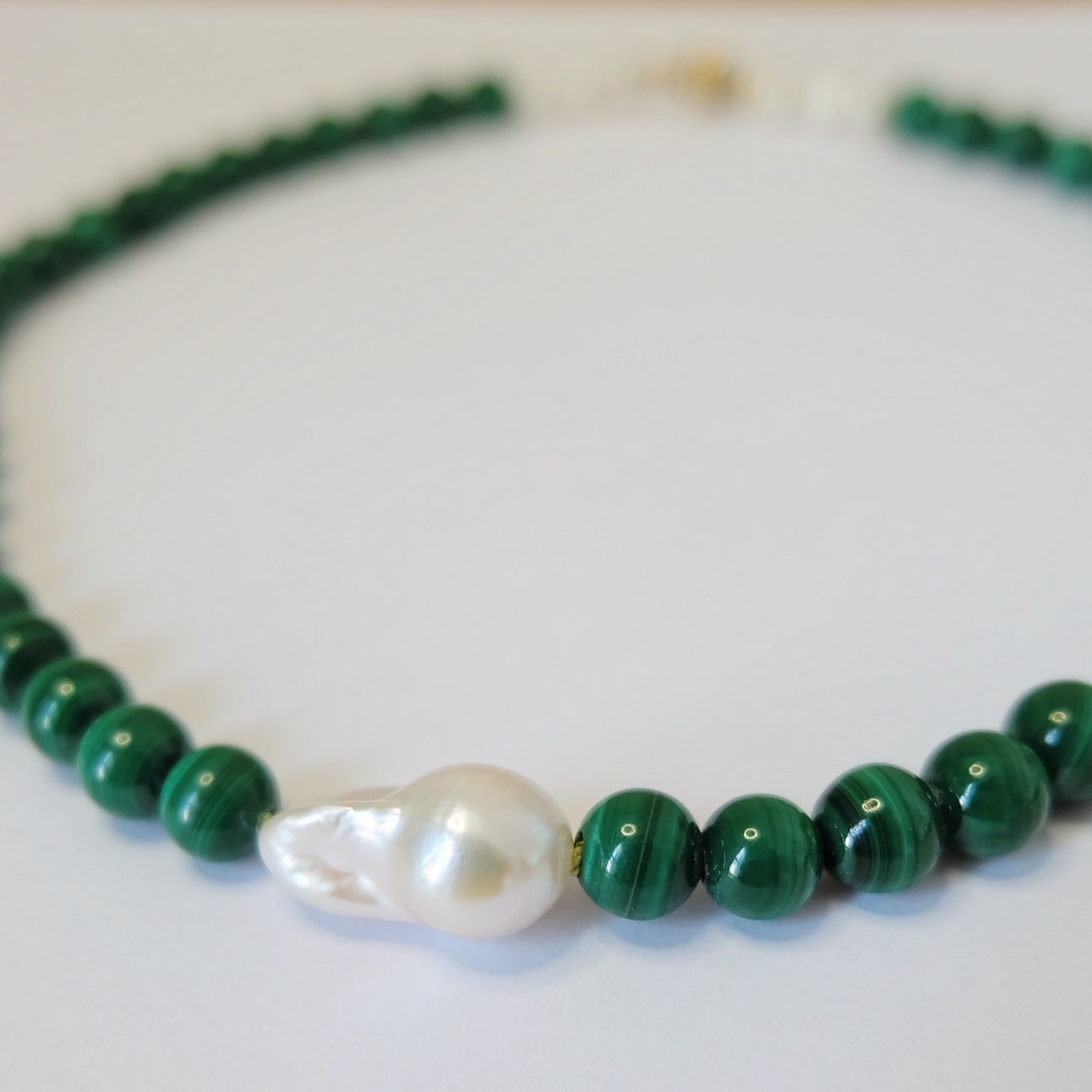 Malachite Pearl Necklace