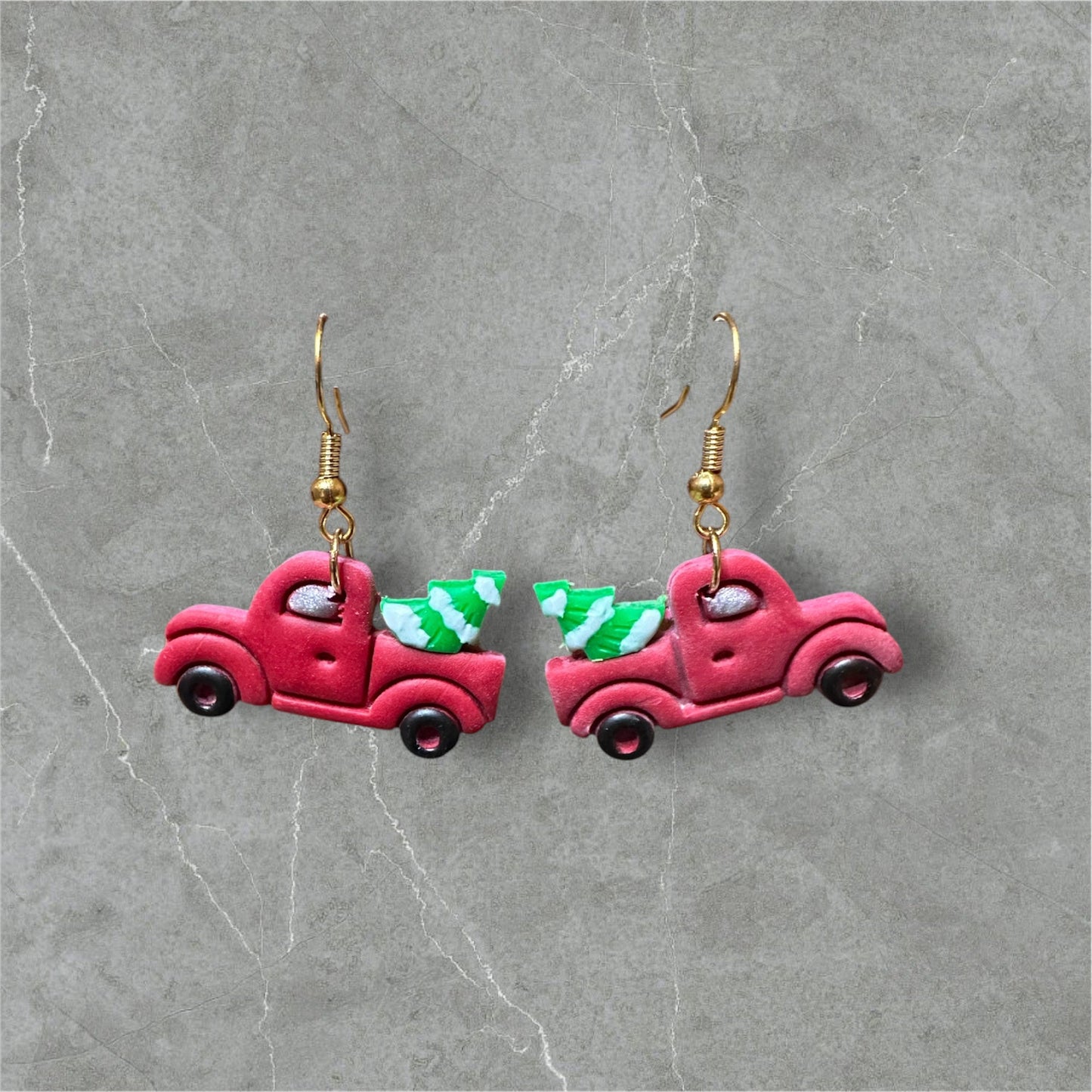 Christmas Tree Trucks - Polymer Clay Earrings