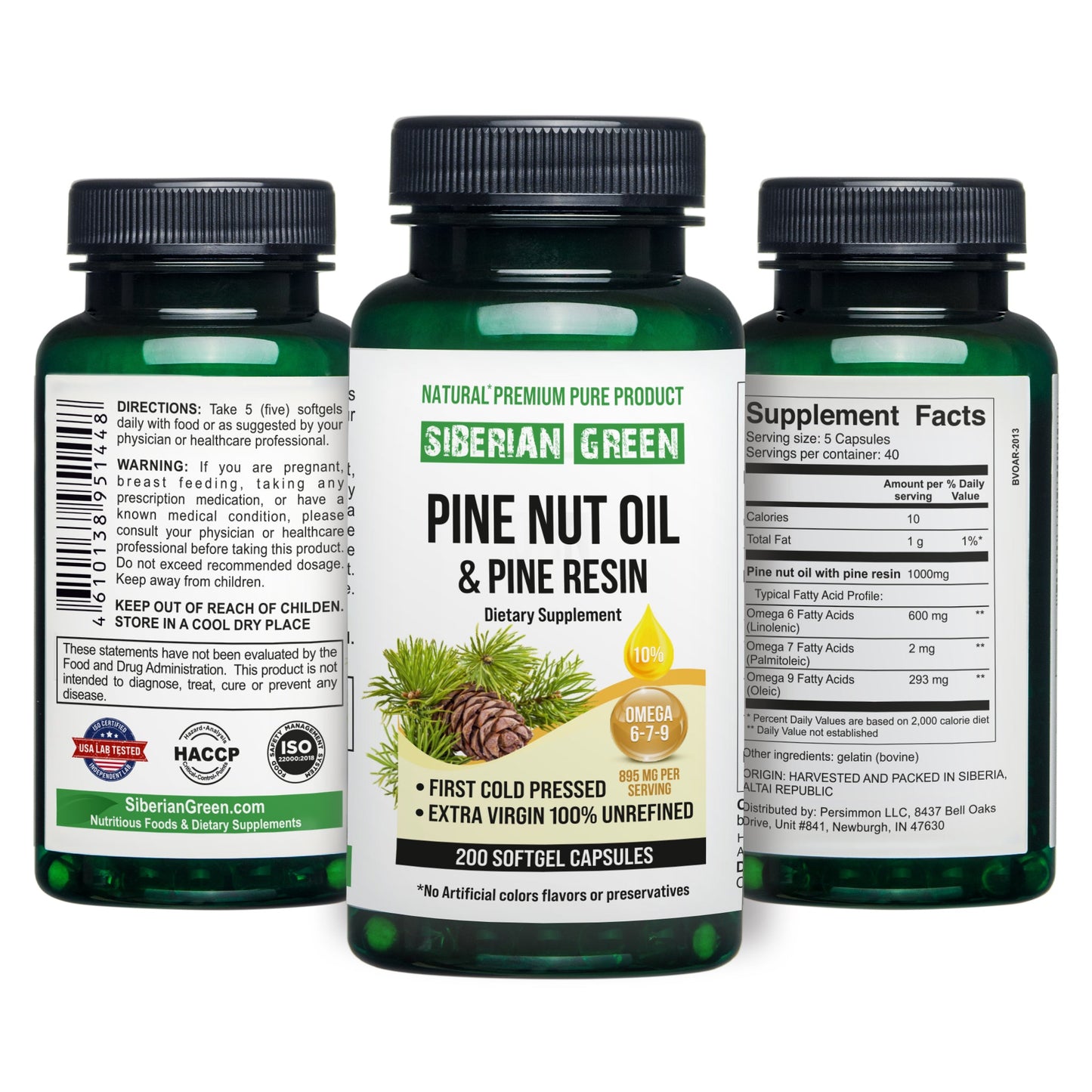 Siberian Pine Nut Oil with Pine Resin Capsules - 200 Softgels | Wild-Harvested, Cold-Pressed, Unrefined - Concordia Style Boutique