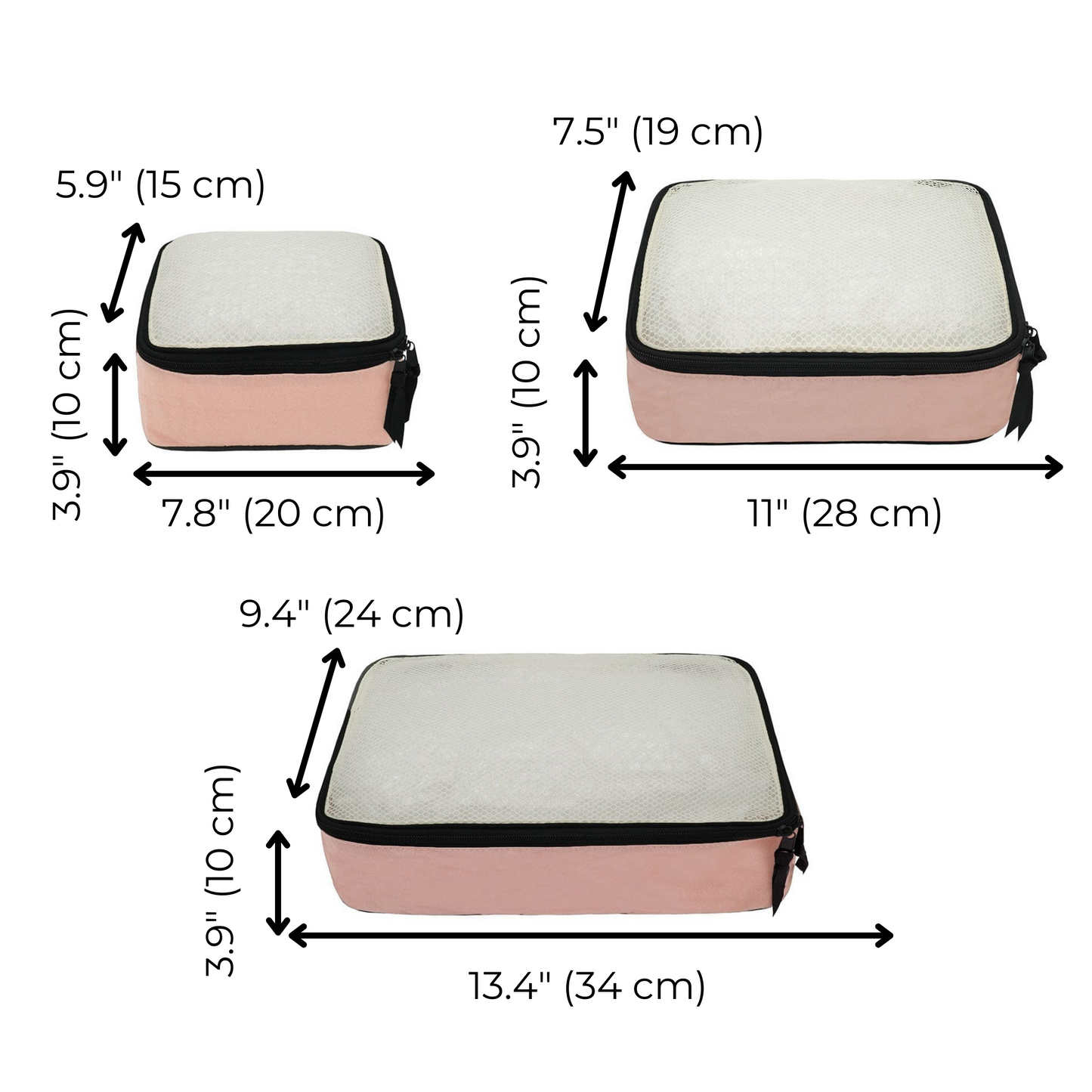 Cotton Packing Cubes, 3-pack Pink/Blush - Concordia Style Boutique