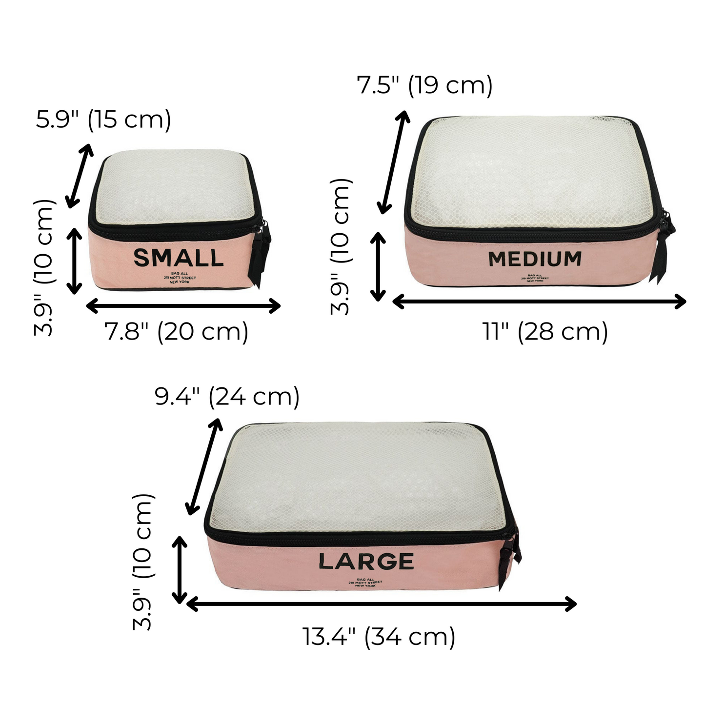Cotton Packing Cubes, Print, 3-pack Pink/Blush - Concordia Style Boutique