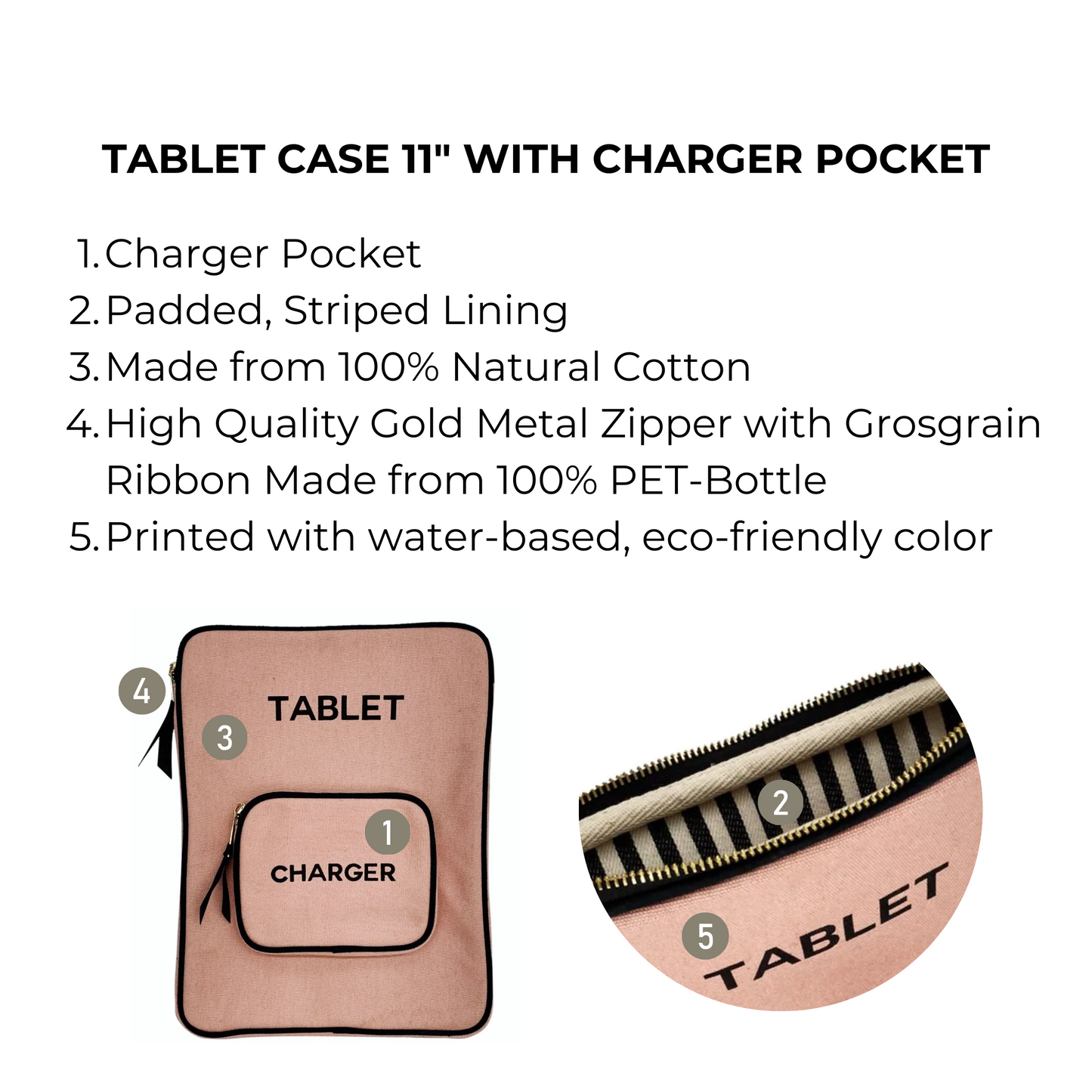 Tablet Case 11", Charger Pocket, Pink/Blush - Premium 5620 - Luggage & Bags > Luggage Accessories > Packing Organizers from Bag-all - Just $21! Shop now at Concordia Style Boutique