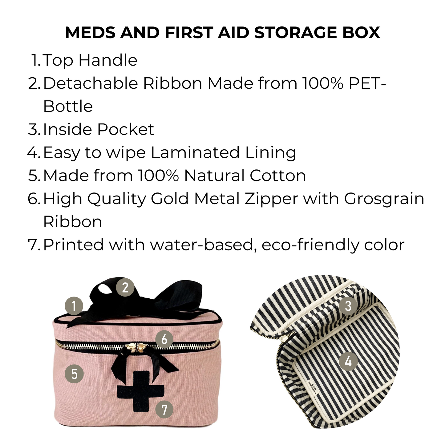 Meds and First Aid Storage Box, Pink/Blush - Concordia Style Boutique