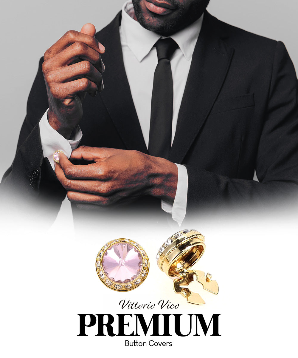 Vittorio Vico Men's Crystal Colorstone Button Cover