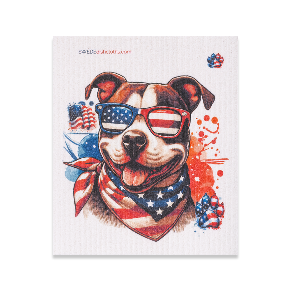 Eco-Friendly Swedish Dishcloths - Mixed Patriotic Dogs Set of 3 (Paper Towel Replacements, One of Each Design) - Concordia Style Boutique