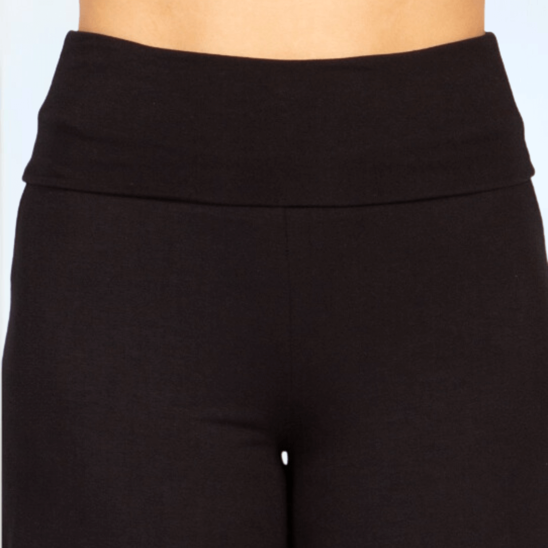 Black Lace Hem Wide Leg Pants Made in USA Plus Size - Concordia Style Boutique