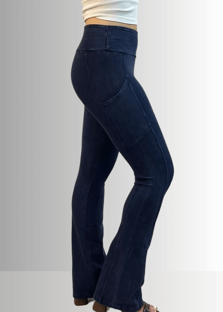 A Perfect Fit Cotton Bootcut Pocket Pants in Black Denim - Concordia Style Boutique