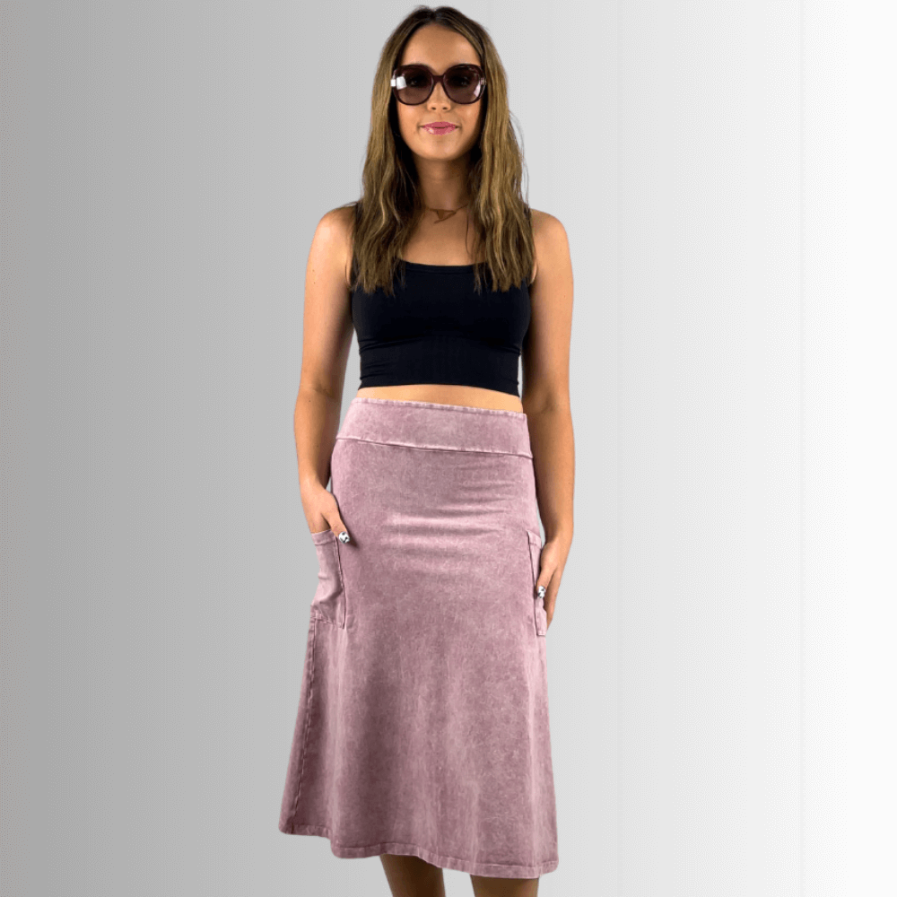 Alyssa Very Versatile Cotton Skirt Pink Denim - Concordia Style Boutique