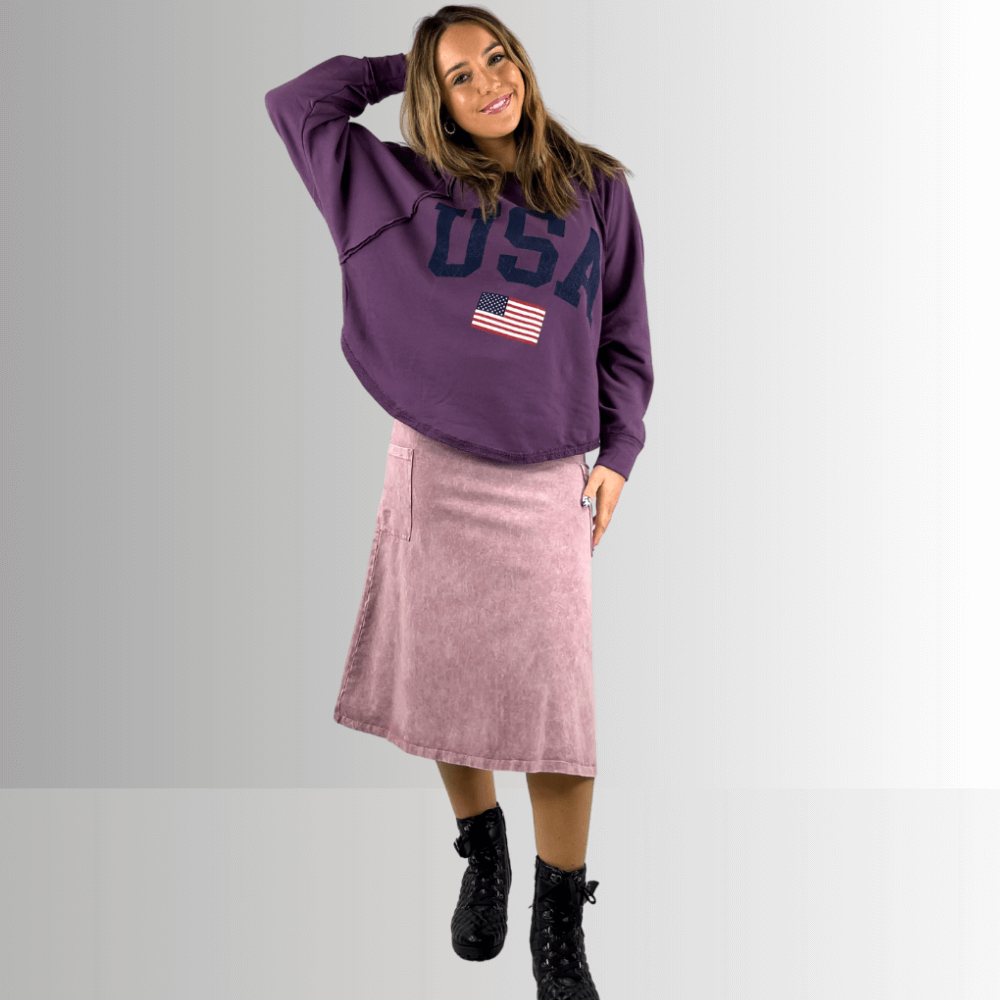 Alyssa Very Versatile Cotton Skirt Pink Denim - Concordia Style Boutique