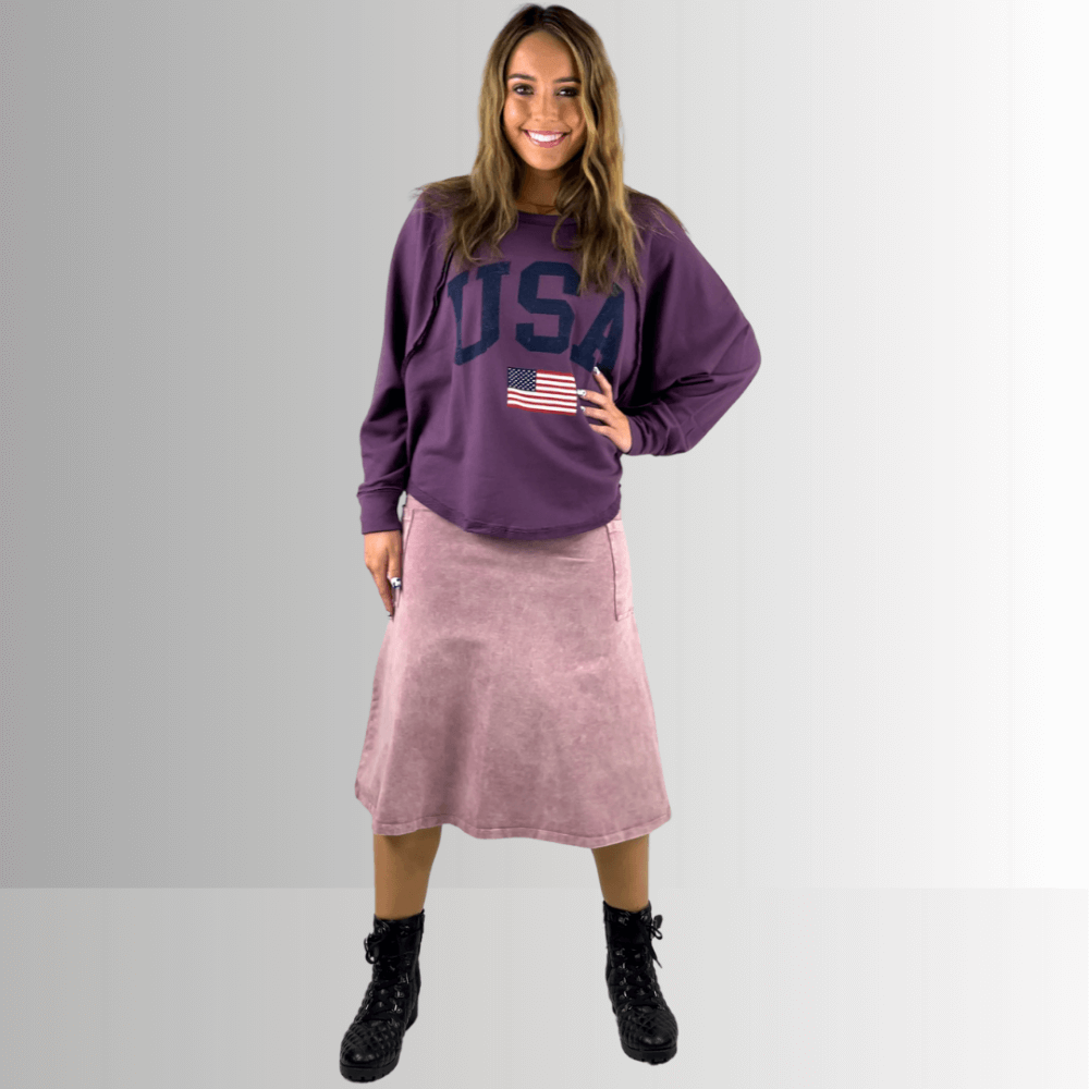 Alyssa Very Versatile Cotton Skirt Pink Denim - Concordia Style Boutique