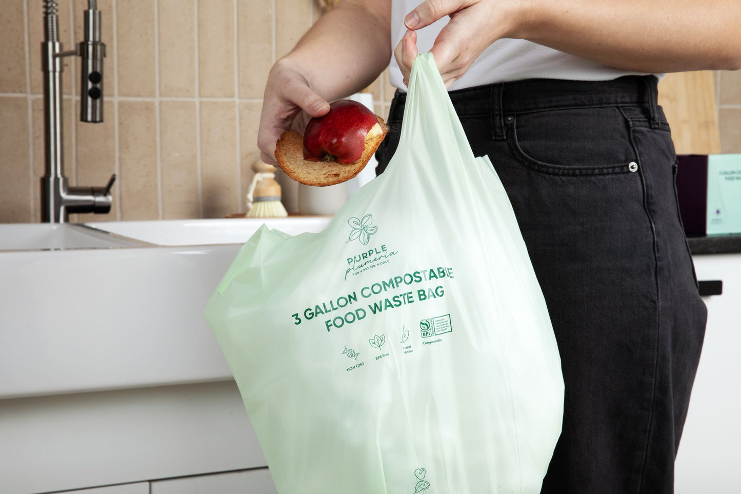 Compostable Kitchen Garbage Bags – 13 Gallon & 3 Gallon Sizes. Durable & Leak Proof