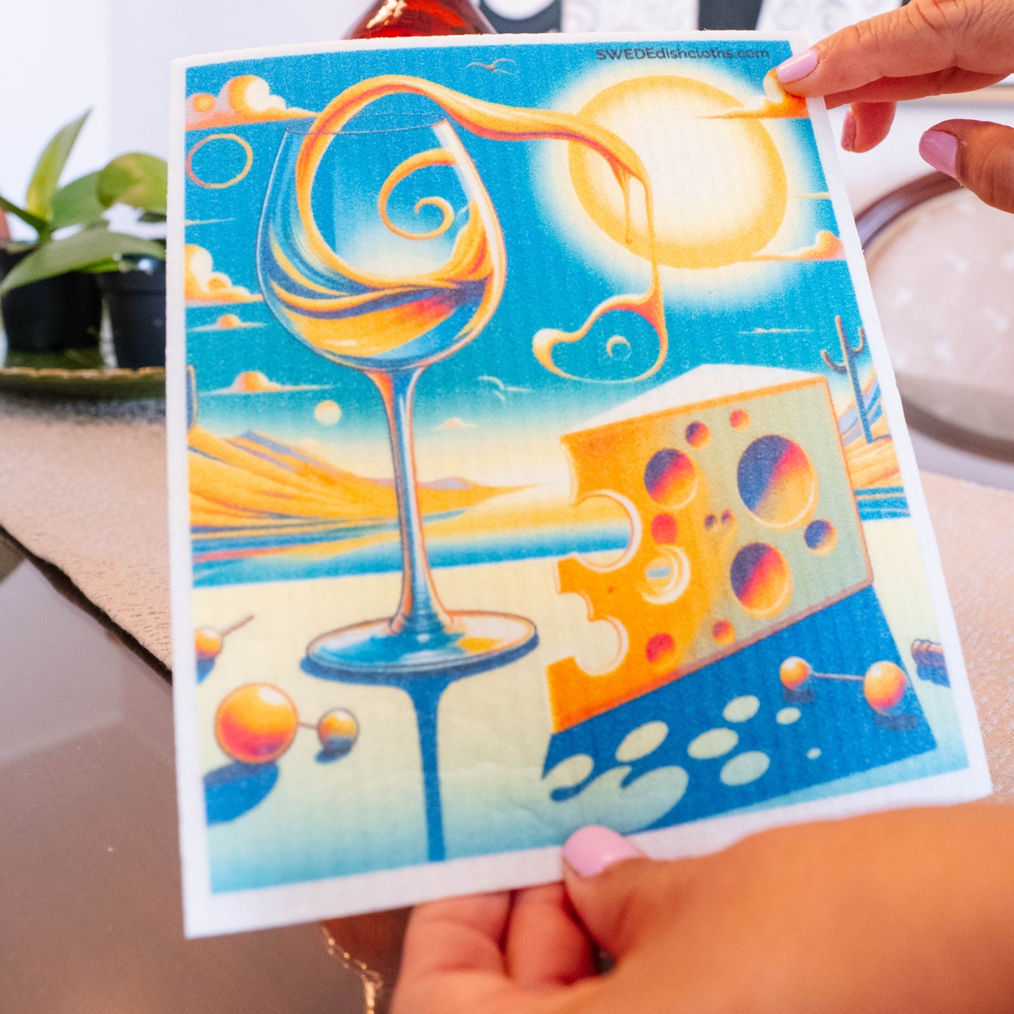 Eco-Friendly Swedish Dishcloths - Surreal Wine Sun Set of 3 (Paper Towel Replacements) - Concordia Style Boutique