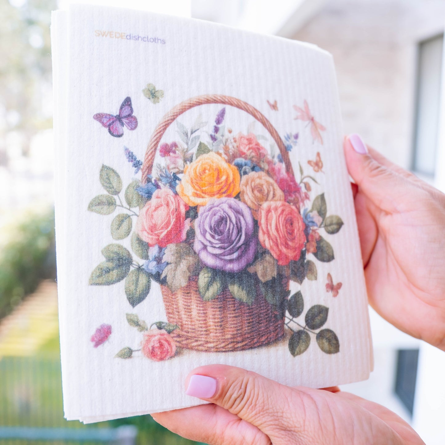 Eco-Friendly Swedish Dishcloths - Roses in Basket Set of 3 (Paper Towel Replacements) - Concordia Style Boutique