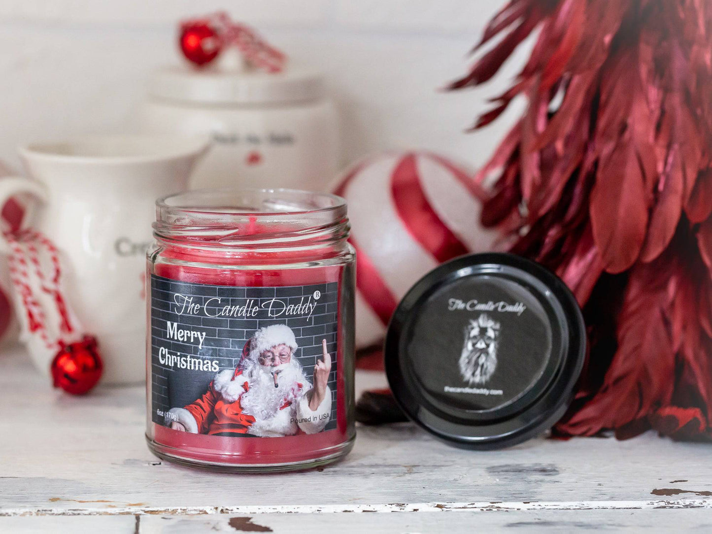 Merry Christmas (Santa Bird) Holiday Candle - Funny Christmas Day Scented Candle - Funny Holiday Candle for Christmas, New Years - Long Burn Time, Holiday Fragrance, Hand Poured in USA - 6oz