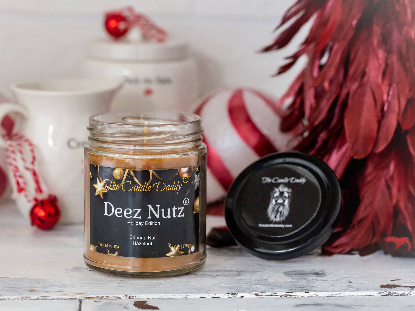FREE SHIPPING - Deez Nutz Holiday Edition Candle - Funny Banana Nut Bread Scented Candle - Funny Holiday Candle for Christmas, New Years - Long Burn Time, Holiday Fragrance, Hand Poured in USA - 6oz