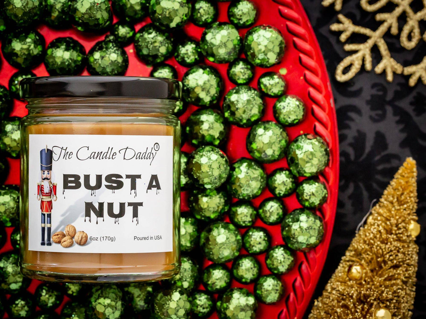 Bust A Nut Holiday Candle - Funny Banana Nut Bread Scented Candle - Funny Holiday Candle for Christmas, New Years - Long Burn Time, Holiday Fragrance, Hand Poured in USA - 6oz