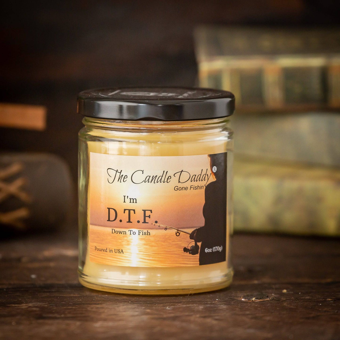 The Candle Daddy's Gone Fishin' - D.T.F. "Down To Fish" - Ocean Breeze Scented Melt- Maximum Scent Jar Candle - 6 oz- 40 hour burn time