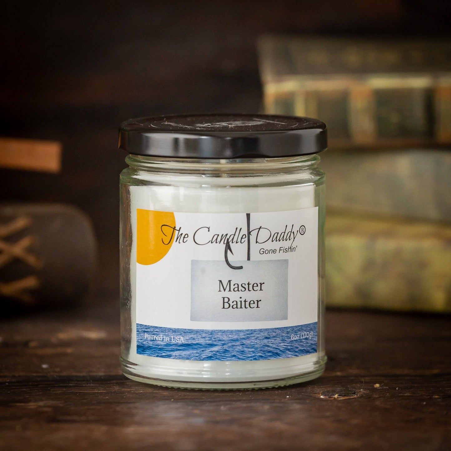 The Candle Daddy's Gone Fishin' - Master Baiter - Vanilla Hand Lotion Scented - Maximum Scent Jar Candle - 6 oz- 40 hour burn time