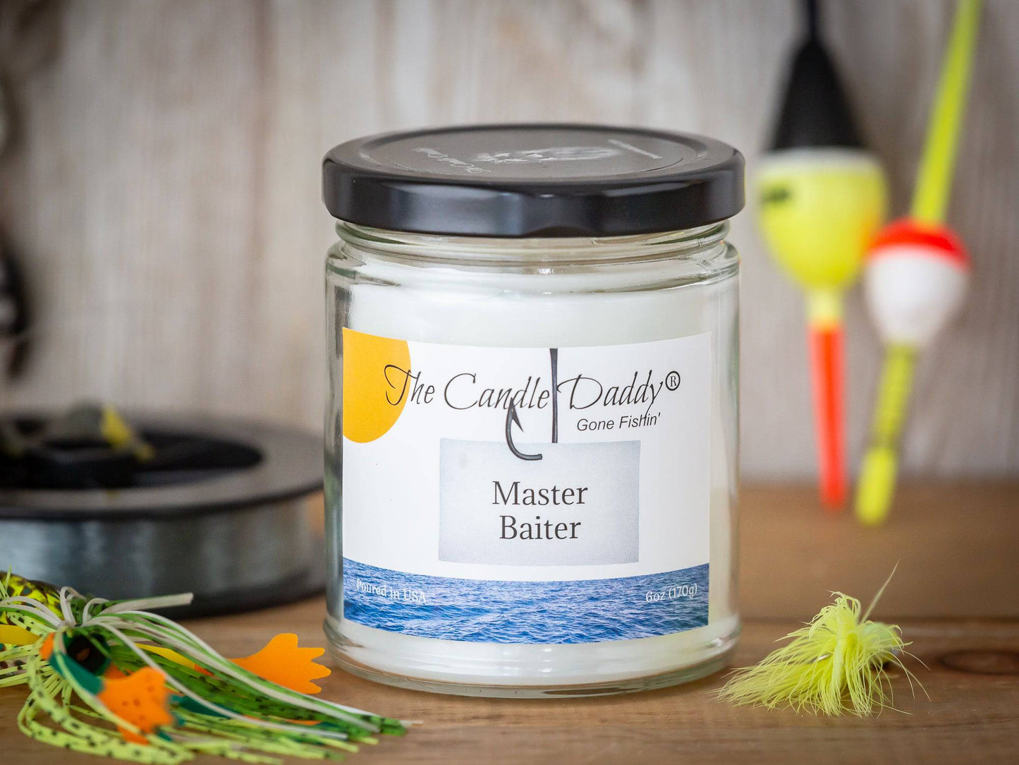 The Candle Daddy's Gone Fishin' - Master Baiter - Vanilla Hand Lotion Scented - Maximum Scent Jar Candle - 6 oz- 40 hour burn time