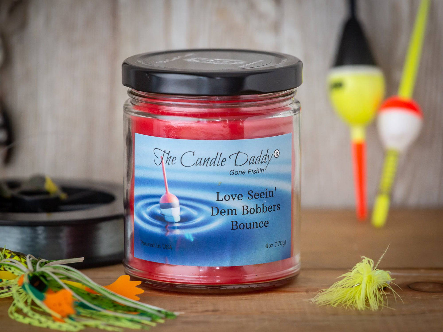 The Candle Daddy's Gone Fishin' -Love Seein' Dem Bobbers Bounce - Ripe Melons Scented Melt- Maximum Scent Jar Candle- 6 oz- 40 Hour Burn Time