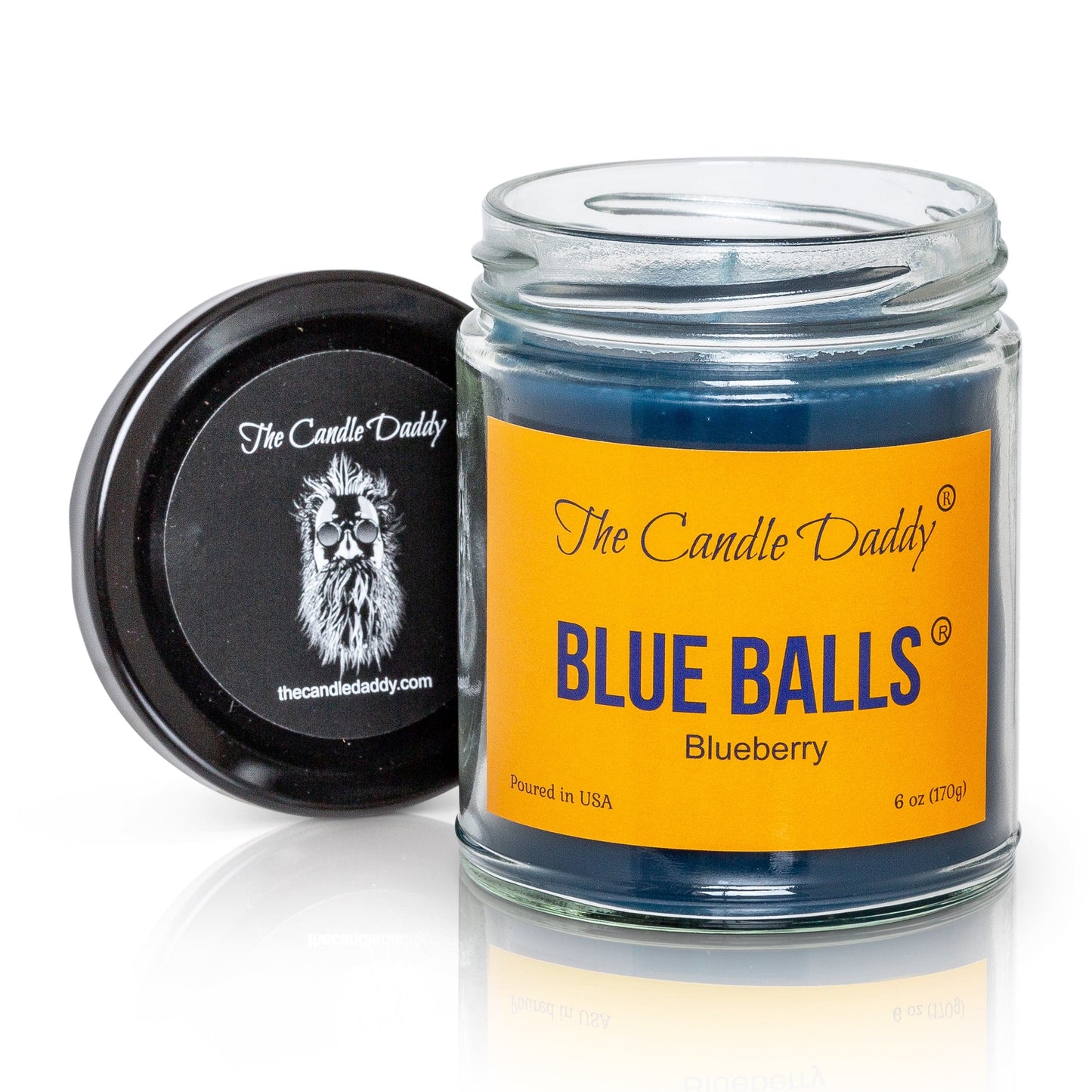 Blue Balls - Blueberry Scented Jar Candle- 6 Ounce - 40 Hour Burn Time