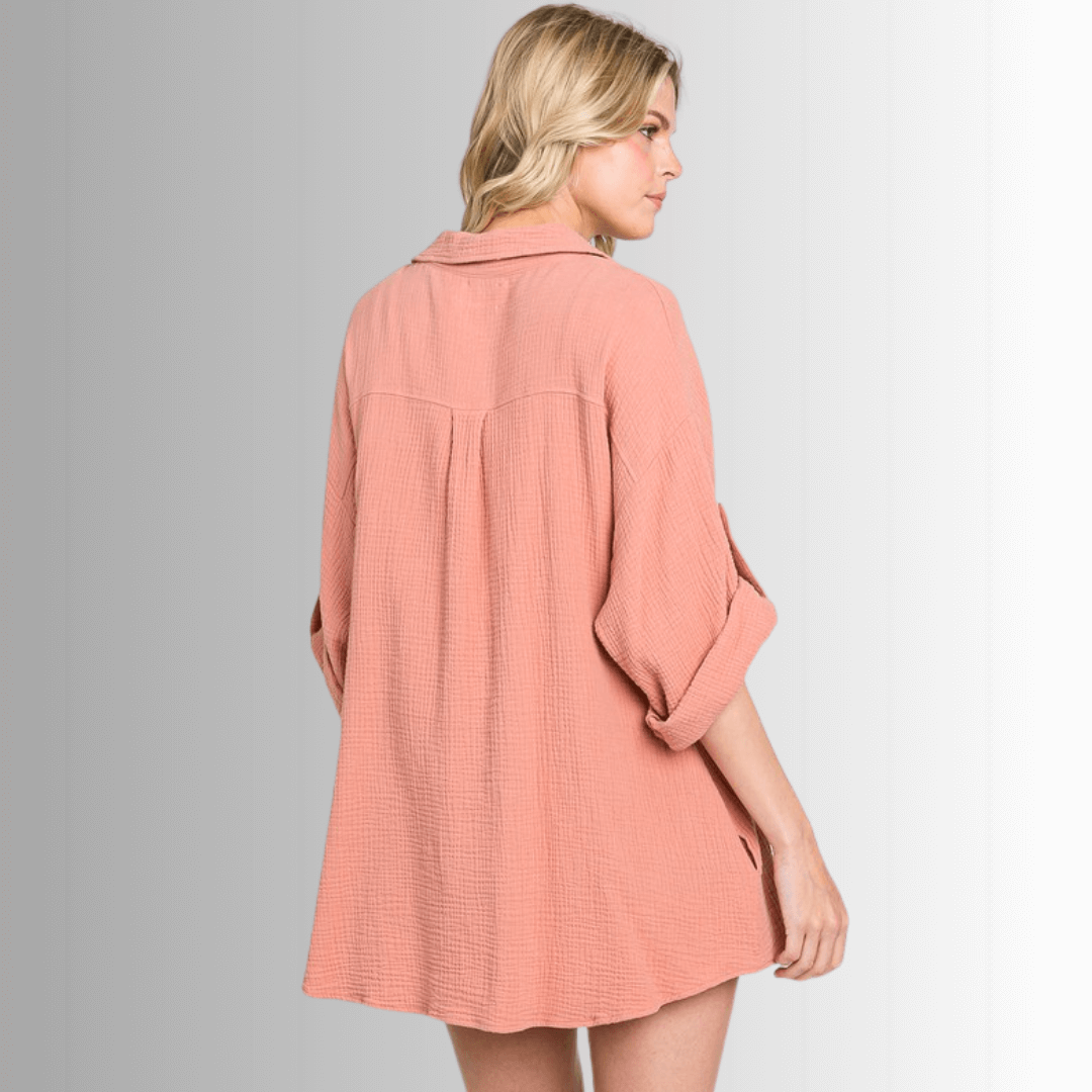 Rachel Slouchy Cotton Gauze Button Down Top - Concordia Style Boutique