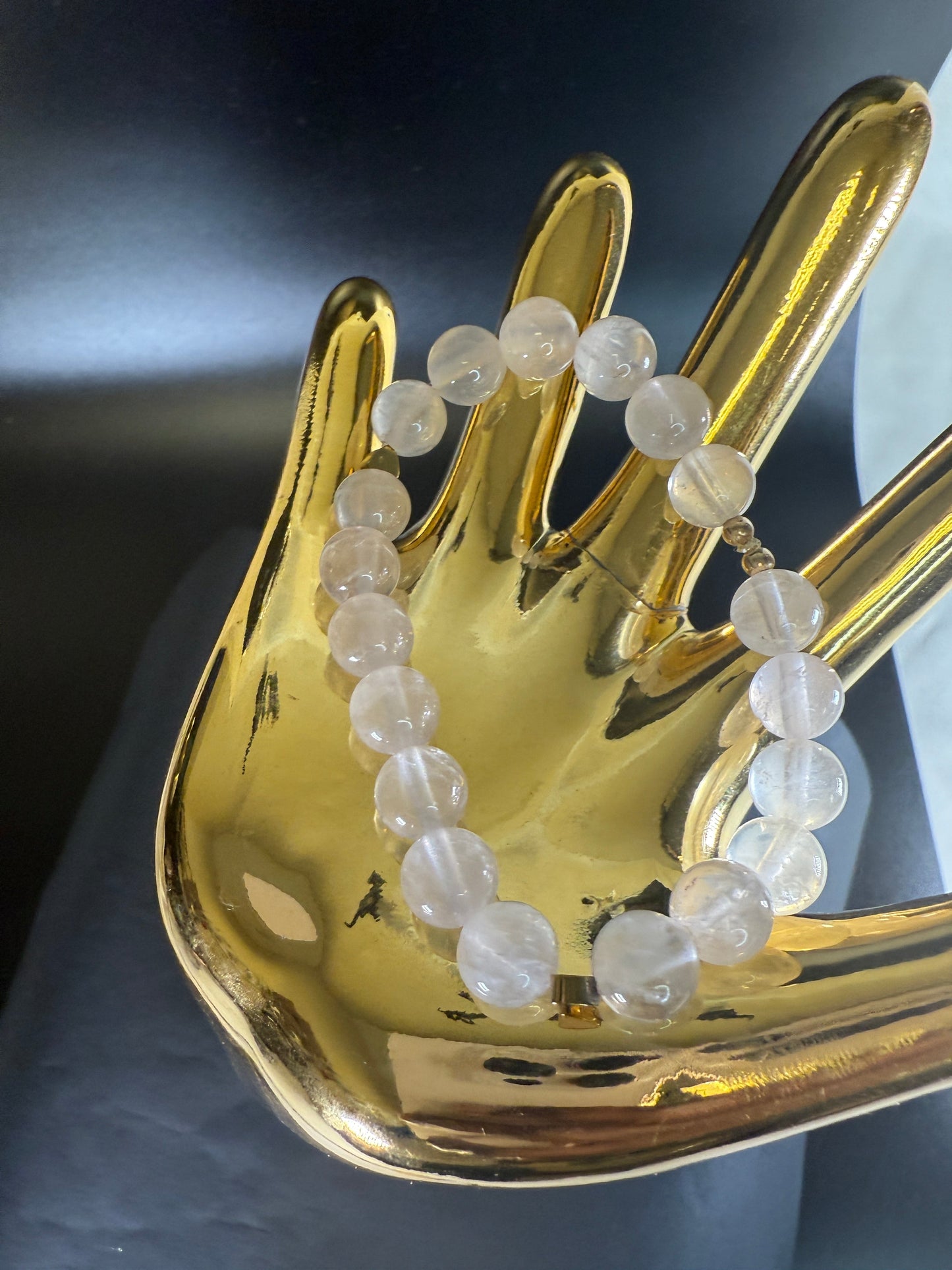 Natural Rose Quartz Handmade Bracelet with 14K GF Detail