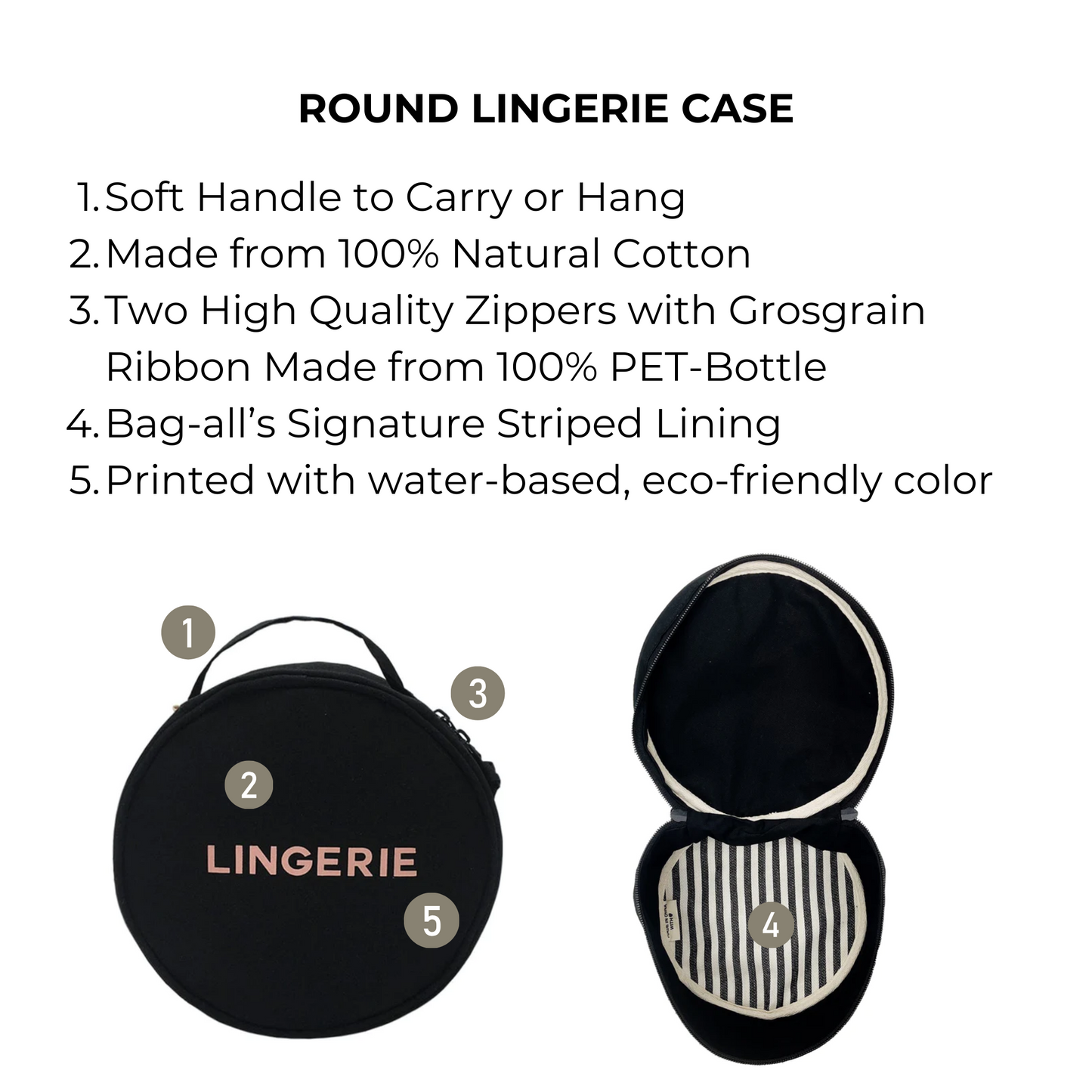 Round Lingerie Case, Black - Concordia Style Boutique