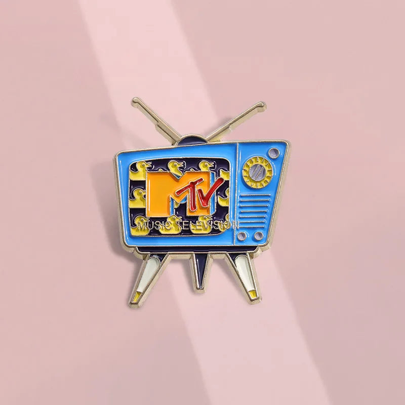 Retro TV Enamel Pins Cartoon Vintage Metal Brooches Lapel Badge Gift