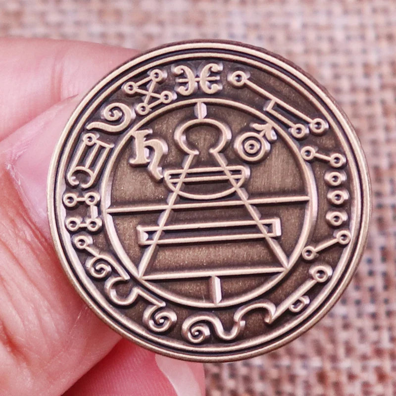Key of Solomon Enamel Pin Book Badge Brooch Gift