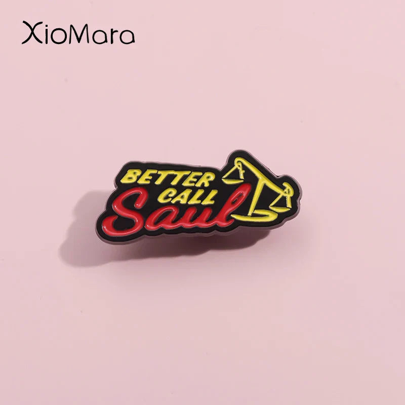 Better Call Saul Enamel Pins Tilted Scales Brooch Lapel Badge TV Jewelry Gift