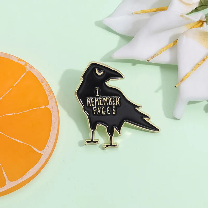 Black Crow Enamel Pin Brooch Bird Metal Lapel Pin Jewelry Accessories