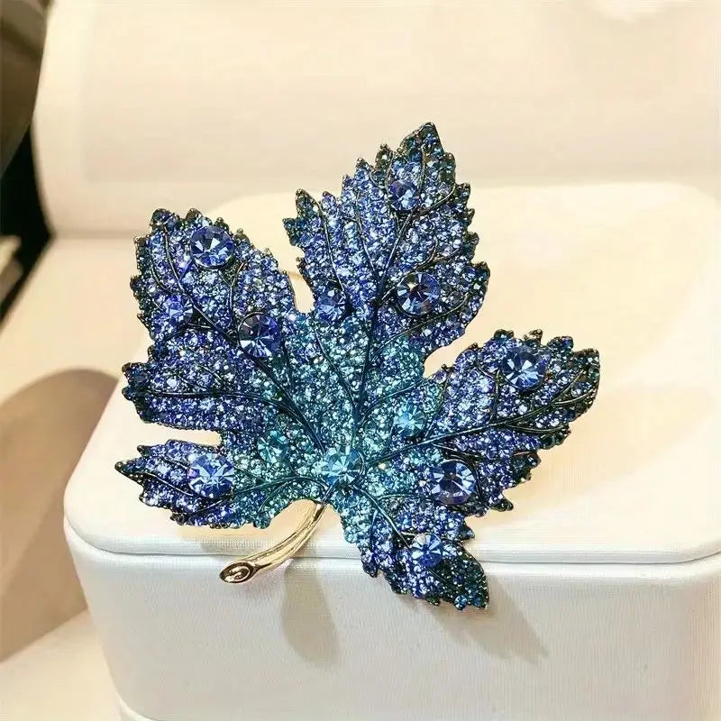 Red Maple Leaf Crystal Brooch Jewelry