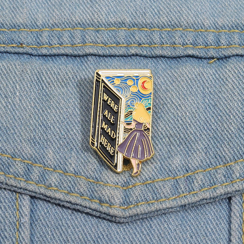 WERE ALL MAD HERE Enamel Pin Fantasy Adventure Movie Brooch Jewelry Gift