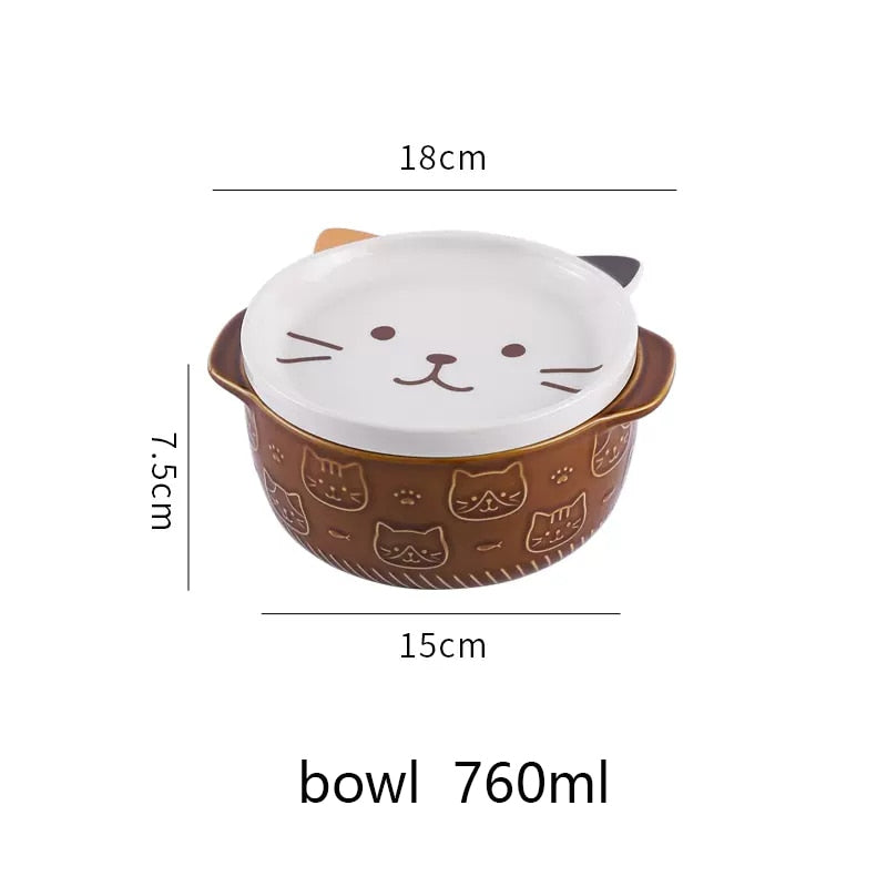 Ceramic Cat Ramen Bowls - Concordia Style Boutique
