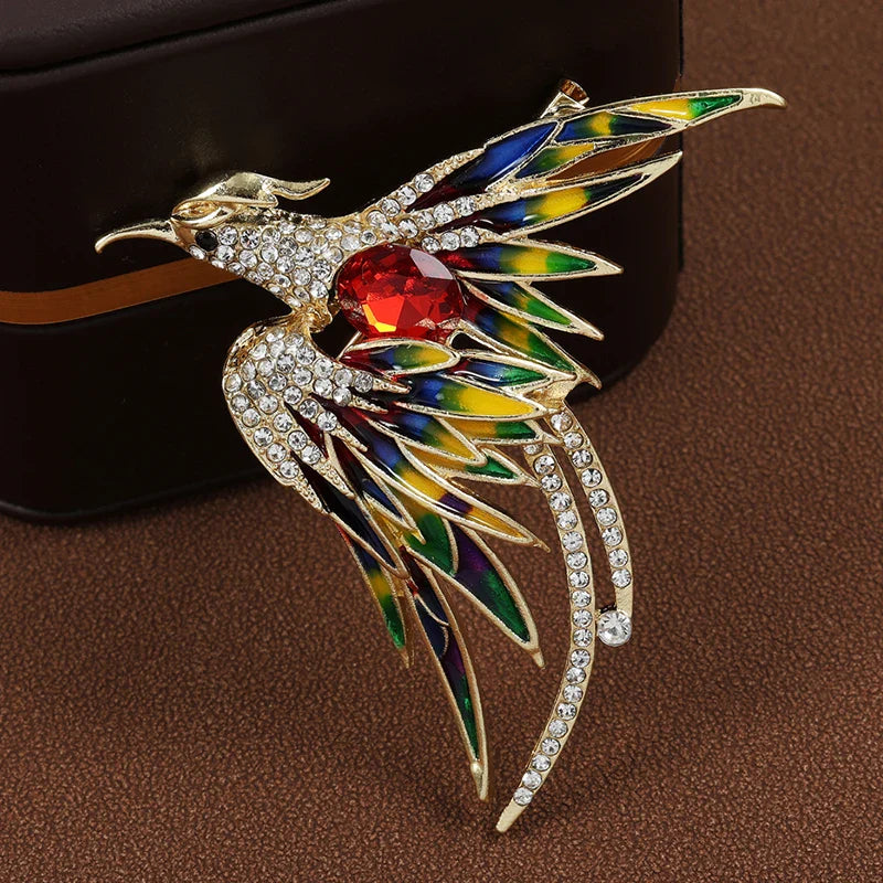Crystal Phoenix Brooch Pin Enamel Bird Accessories Gifts