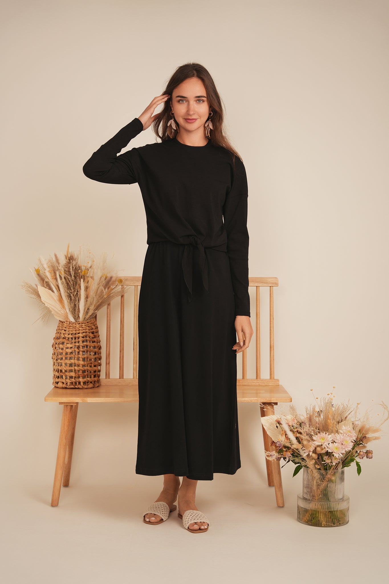 A Line Crew Neck Maxi Jumper Dress - Concordia Style Boutique