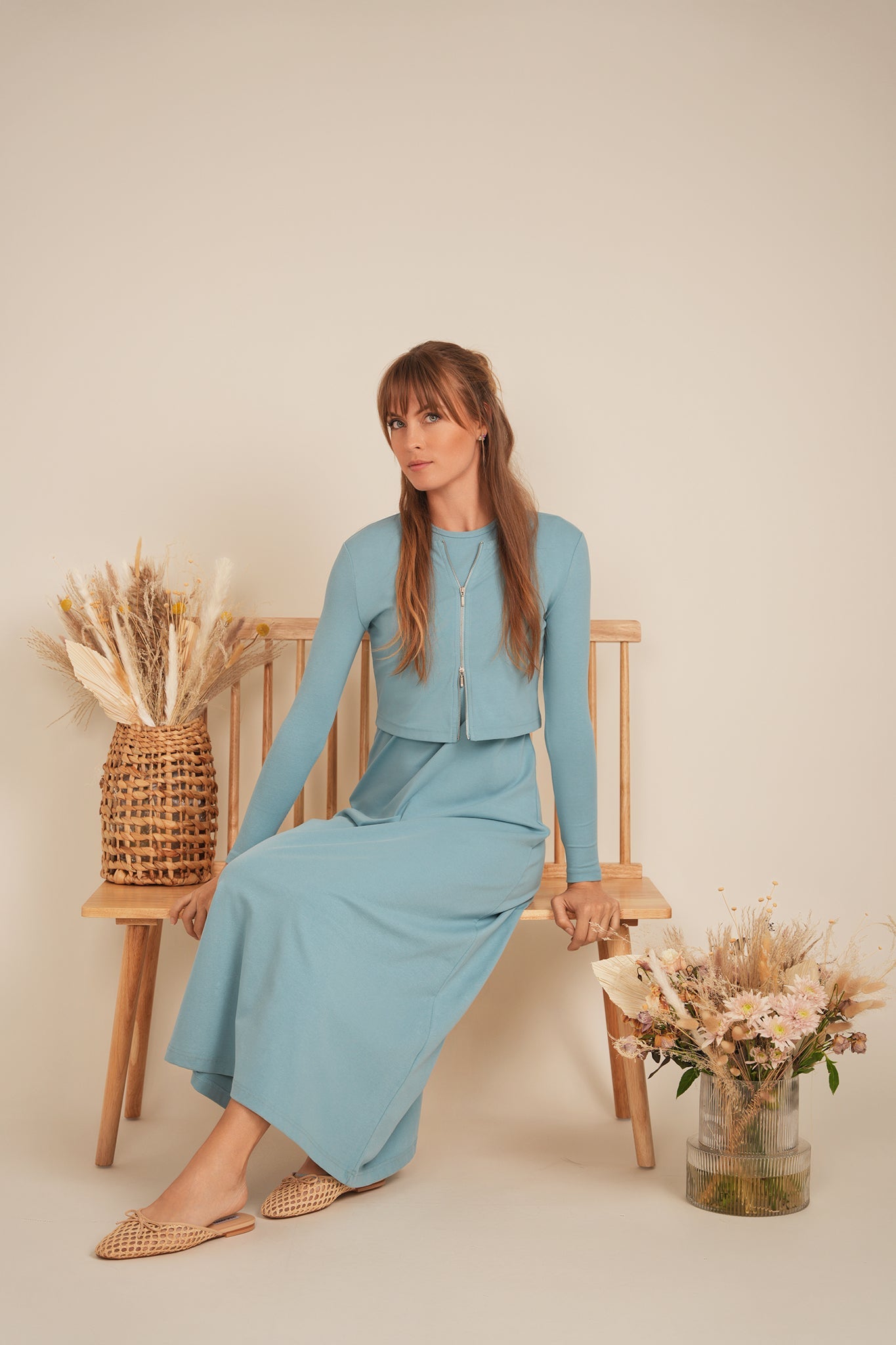 A Line Crew Neck Maxi Jumper Dress - Concordia Style Boutique