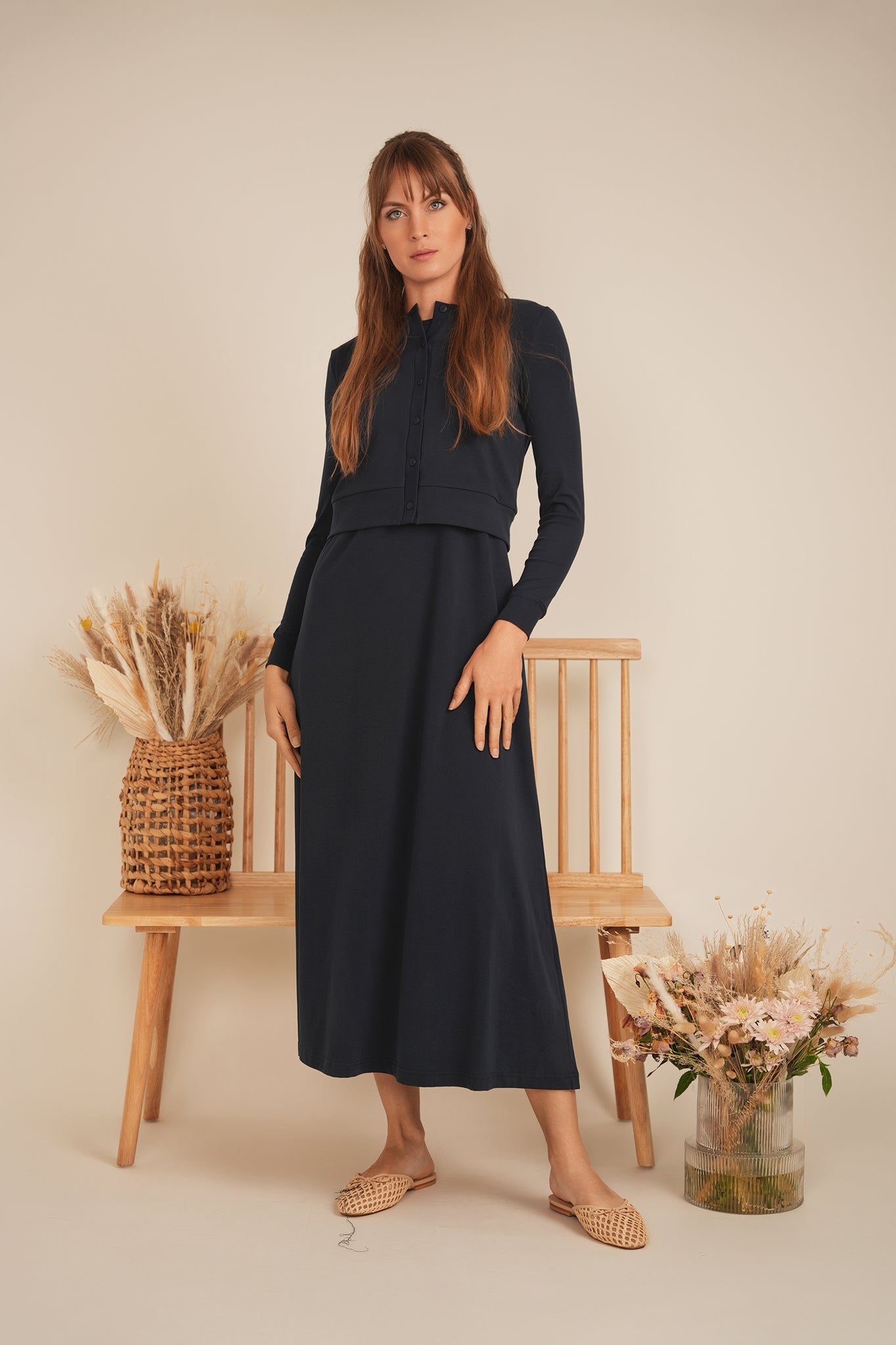 A Line Crew Neck Maxi Jumper Dress - Concordia Style Boutique