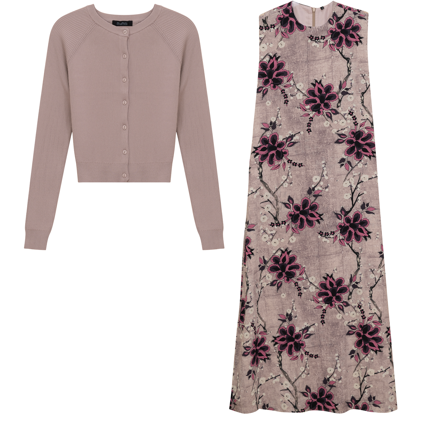 Midi Printed Chiffon Jumper Cardigan Set - Concordia Style Boutique