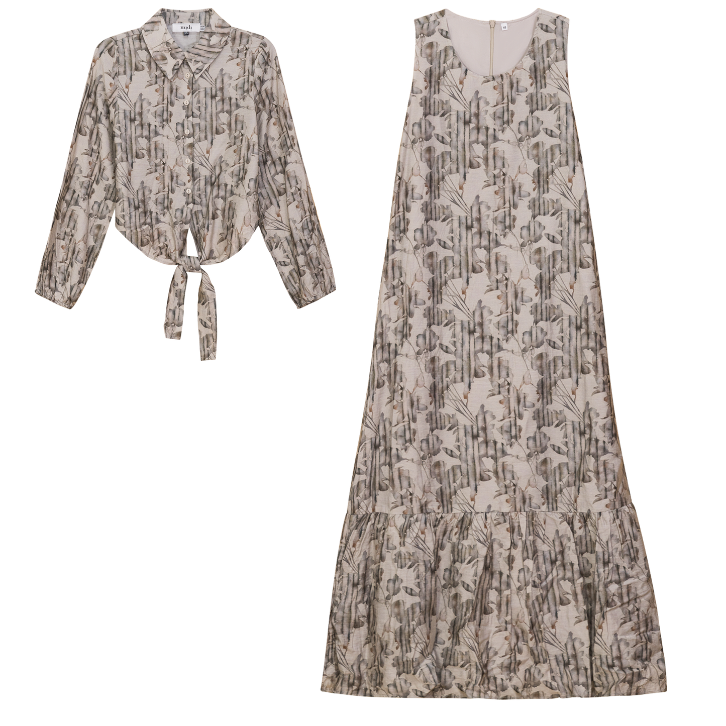 Printed Linen Midi Jumper Shirt Set - Concordia Style Boutique