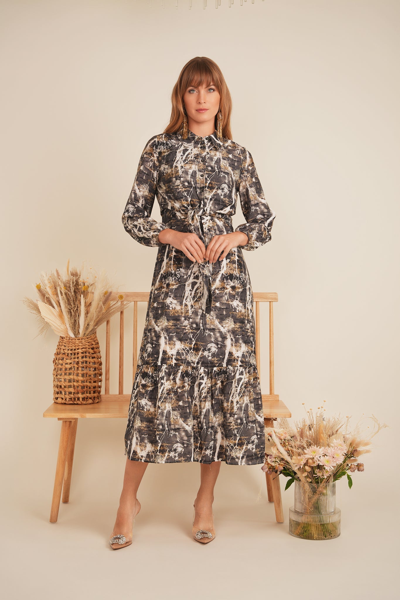 Printed Linen Midi Jumper Shirt Set - Concordia Style Boutique