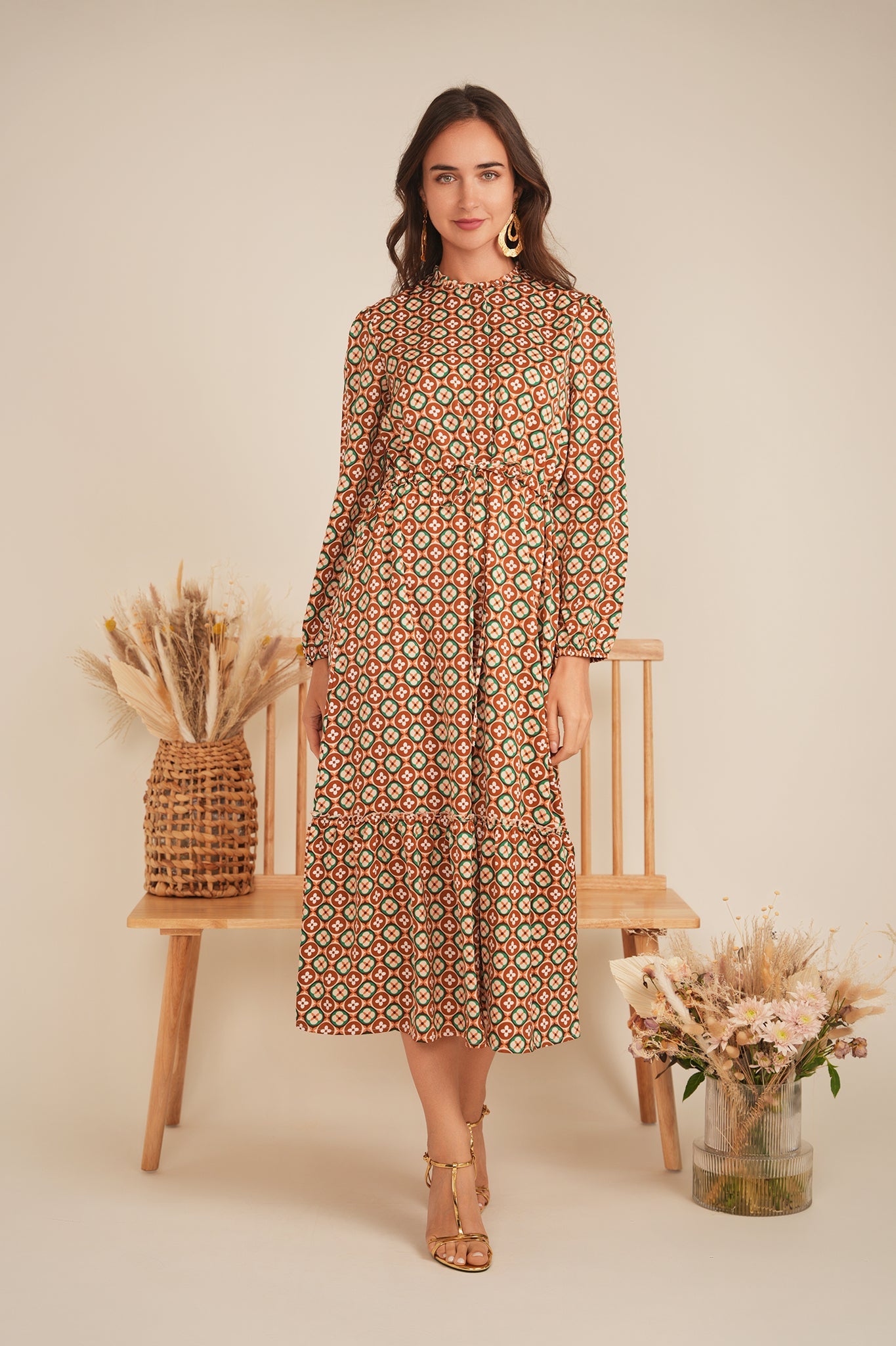 Printed Chiffon Midi Dress - Concordia Style Boutique